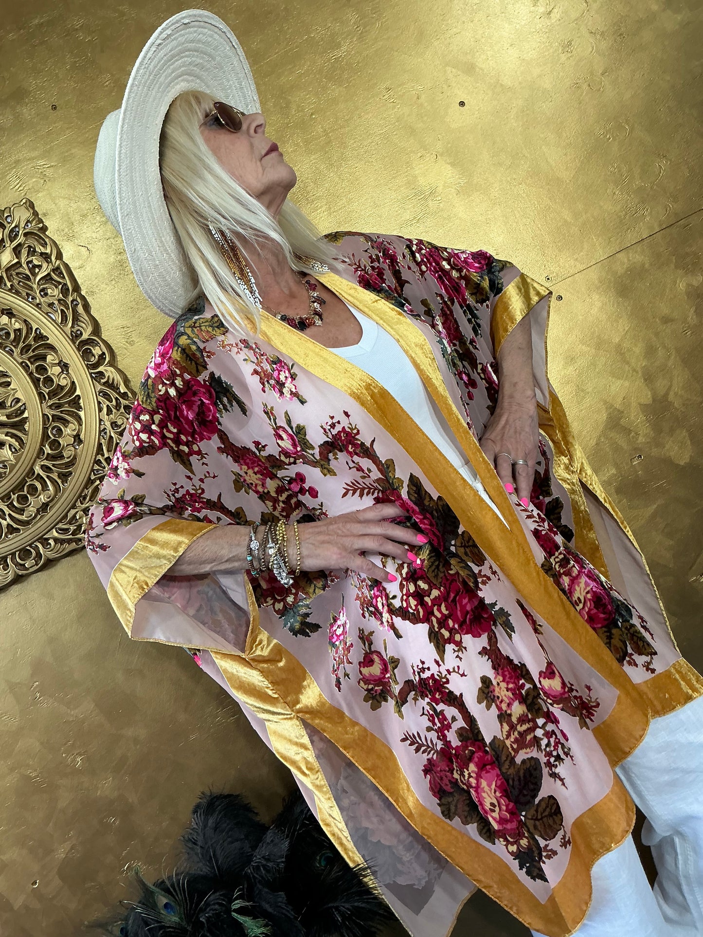 Champange Rose Velvet Kimono