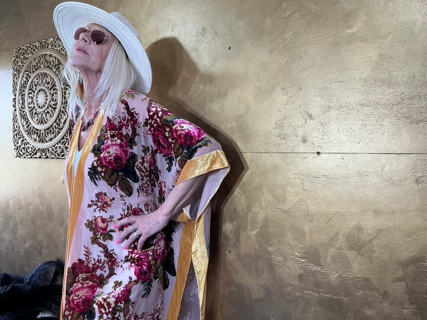Champange Rose Velvet Kimono