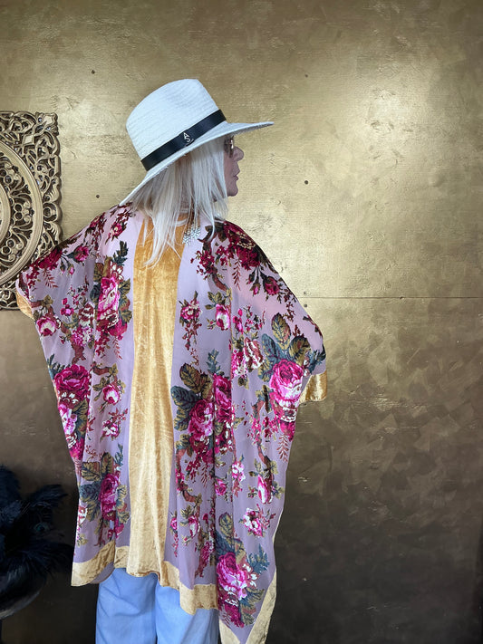 Champange Rose Velvet Kimono