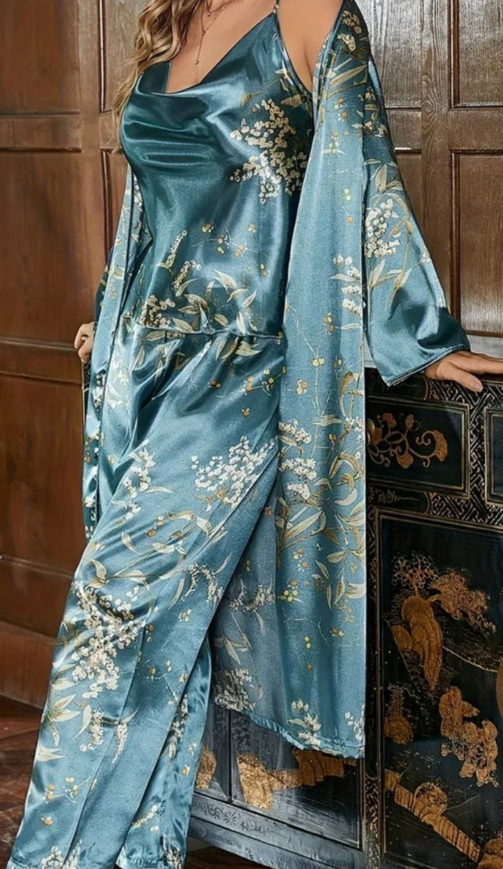 Elegant Dusty Moon Blue Pyjama Set